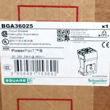 One New in Box Square D BGA36025 PowerPacT 3 Pole 25 Amp 480V 35Kaic Breaker