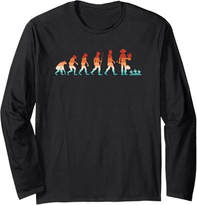 Retro Gardening Garden Lover Gardener Evolution Long Sleeve Tshirt