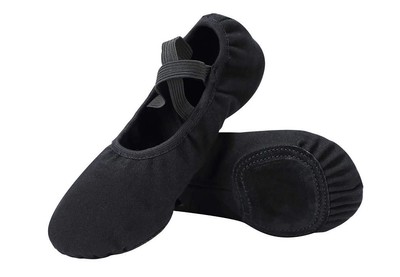 Dance Shoes for Girls Stretch Canvas Split Sole for Women-Black-5M