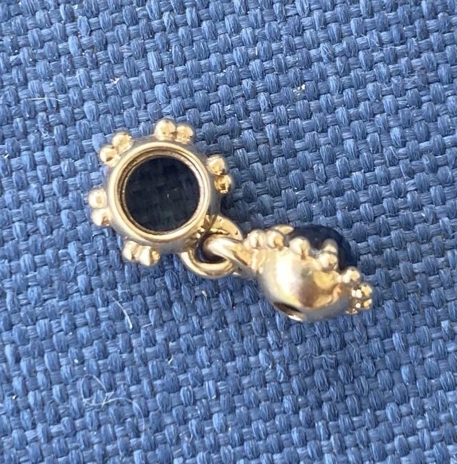 PANDORA 14K Yellow Gold Shining Star Black Spinel Dangle Charm. Retired  - Image 4 of 4