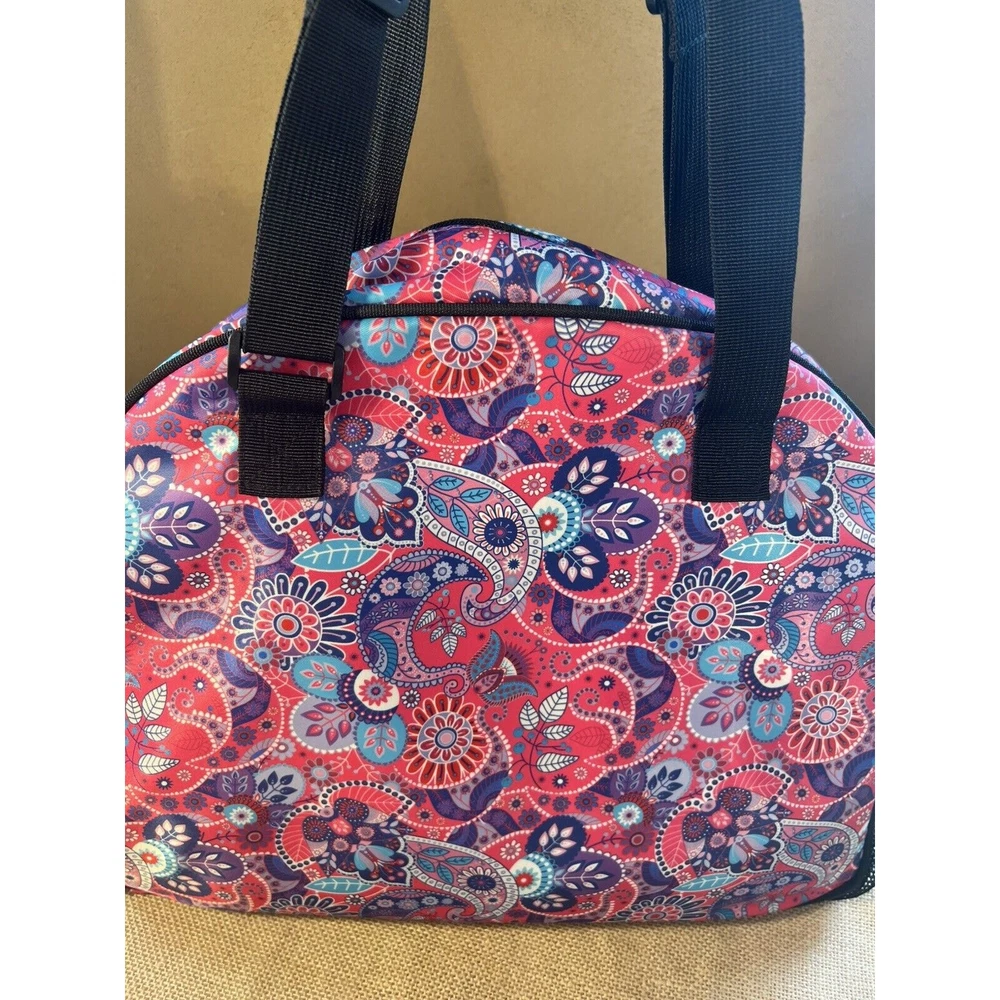 Pickleball Bag-Boulder Bee Brand- Women's Pink Purple Paisley Nylon Tote Bag