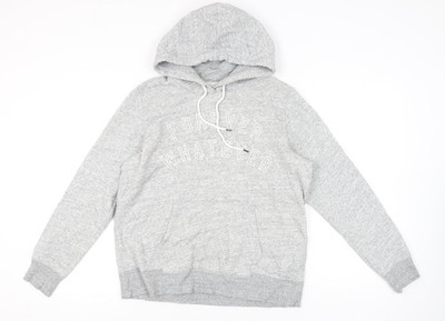 H&M Damen Hoodie Sweatshirt grau L Grafikdruck Pullover
