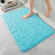 Memory Foam Bath Mat Cobblestone Bathroom Rugs Super Absorbent Teal 20x32