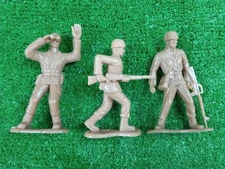 Lot of 3 Greenbrier International Large 4" Plastic Army Men Toy Soldiers Tan