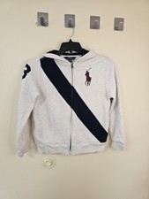 Polo Ralph Lauren Boys LG 14-16 Hoodie Full Zip Big Pony Gray