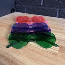 Girls Heart-Shaped Sunglasses Set Green, Blue, Pink, Red Full Rim Plastic