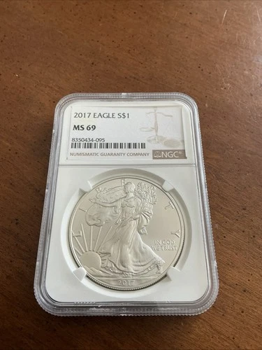 2017 $1 American Silver Eagle NGC MS69 Brown Label