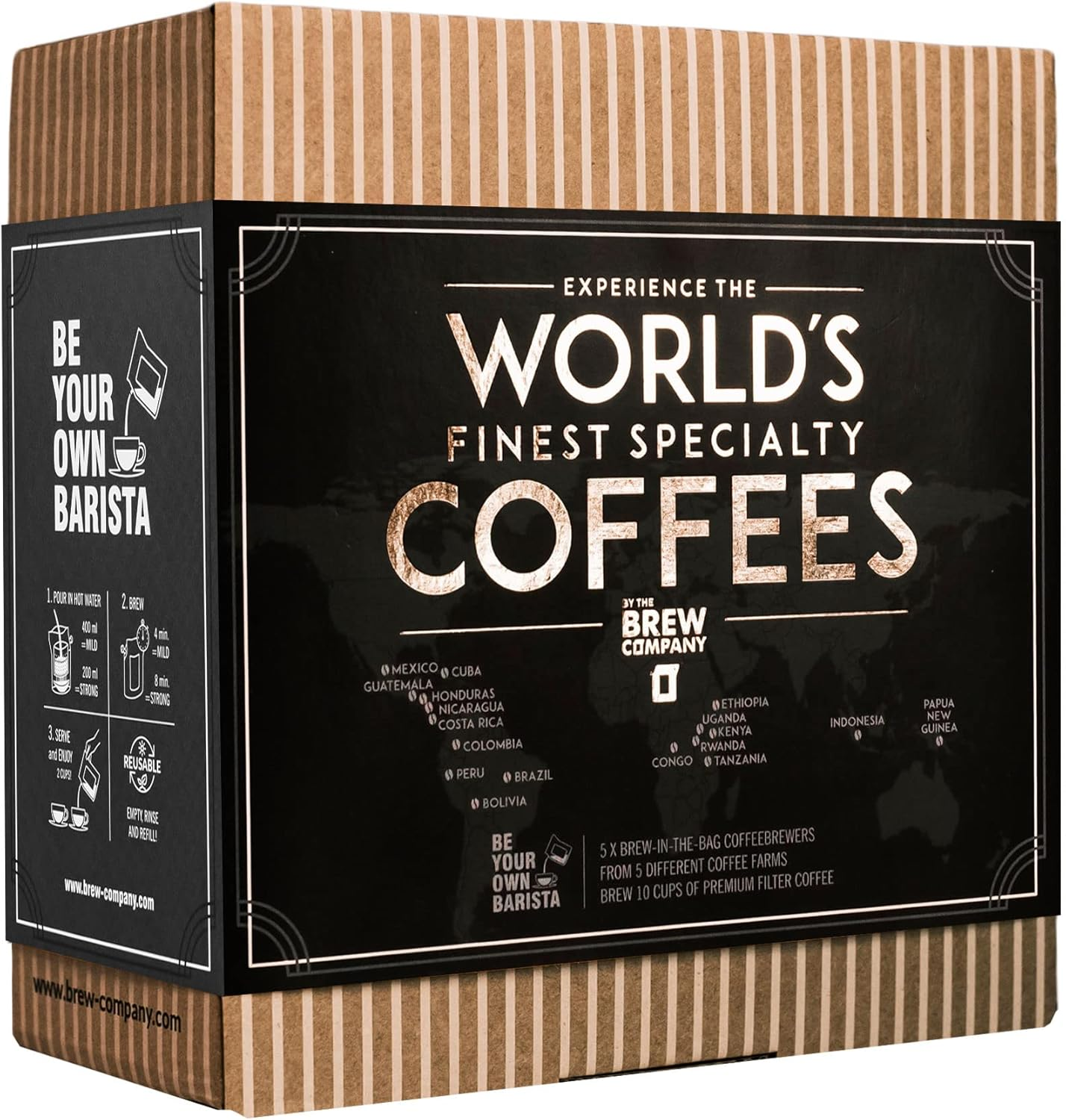 Original Gourmet Coffee Gift Set for Men & Women – 7 of the World’S Finest Singl