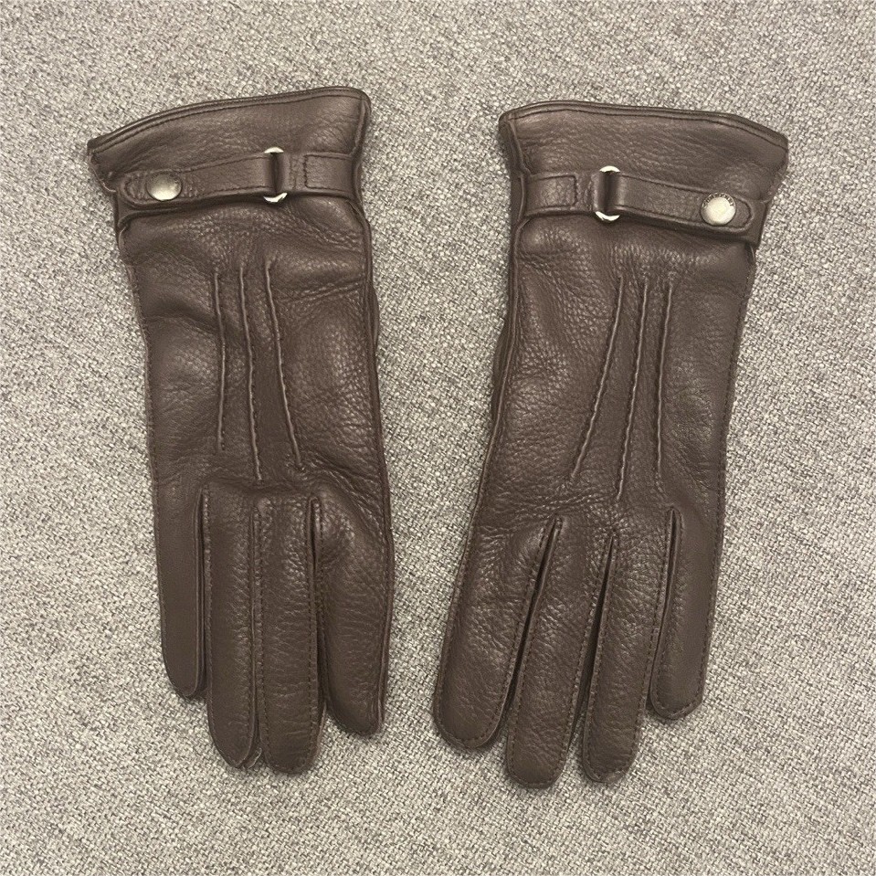 Burberry Brown Deerskin Cashmere Lined Women's Gloves Size 7½ Wrist