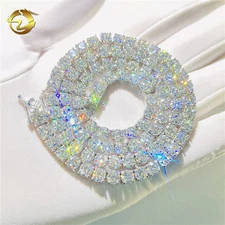 5mm D Color VVS Moissanite Iced Out Tennis Chain 925 Silver Necklace -Men Women