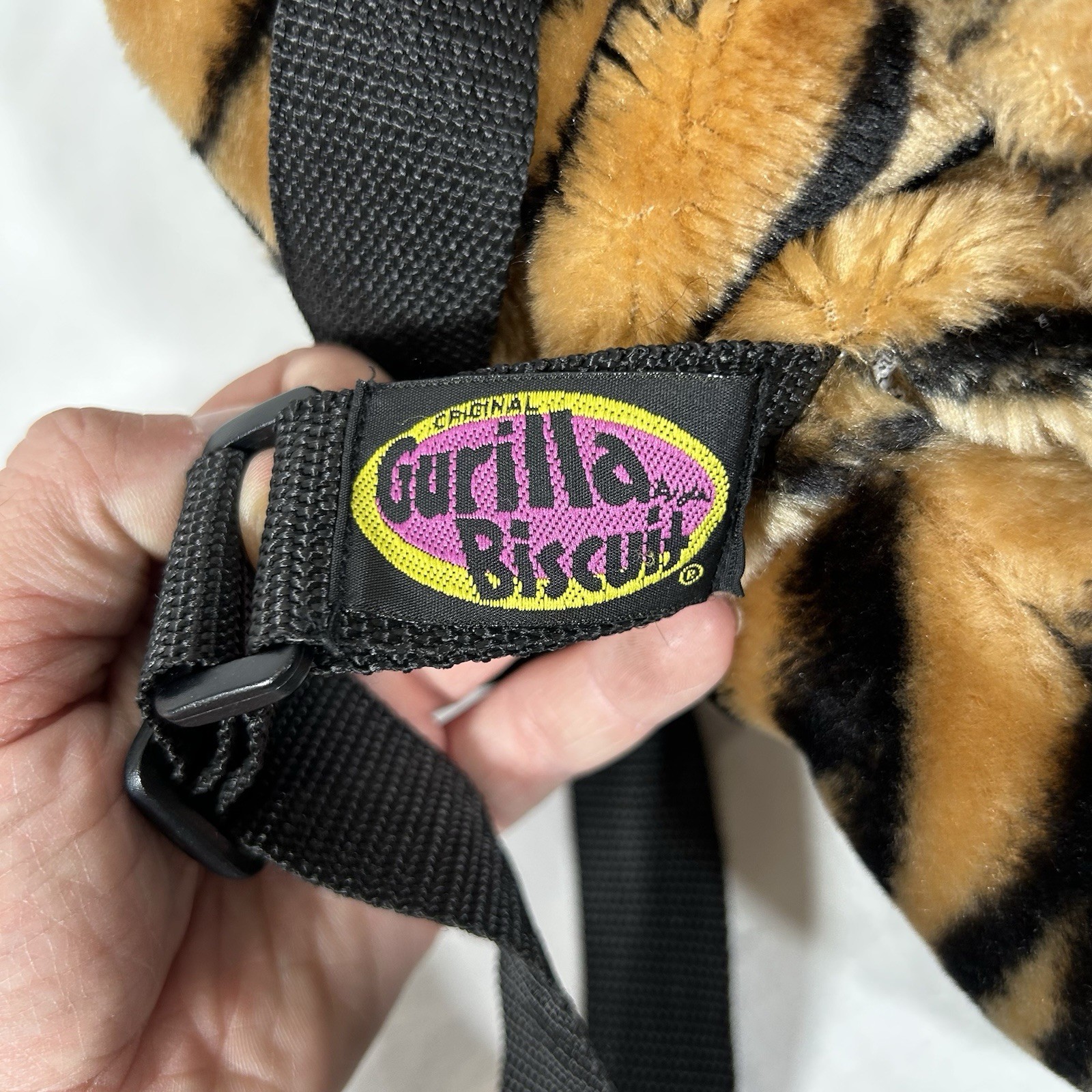 Vintage Jay-Gur Gurilla Biscuit Plush Tiger Stuffed Animal Backpack Bag 1995 image 6