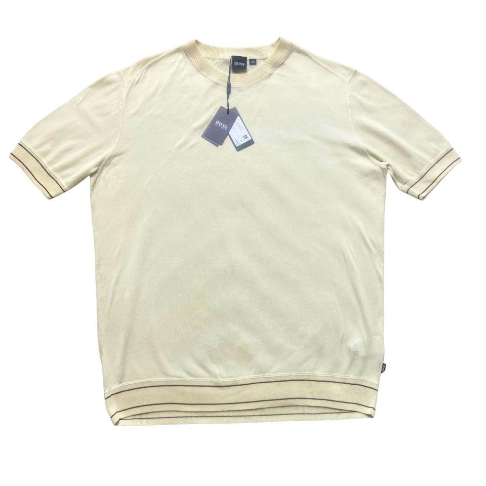 Suéter BOSS Hugo Boss Para Hombre XL Blanco Abierto Horelli Manga Corta Cuello Redondo Tejido Foto 2 de 4