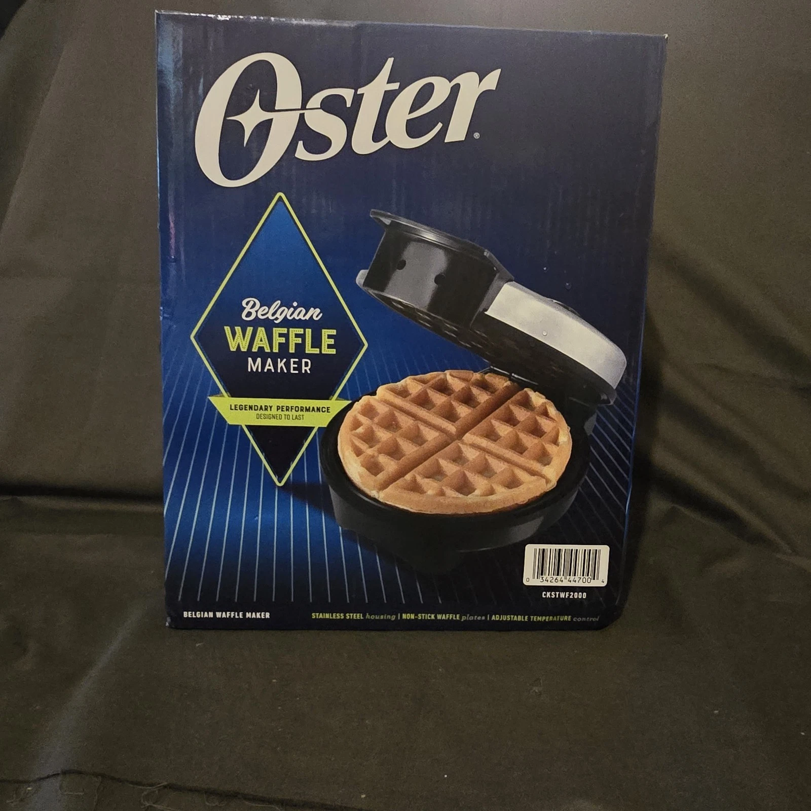 Oster 8" Belgian Waffle Maker with Temperature Control Non-Stick Silver New