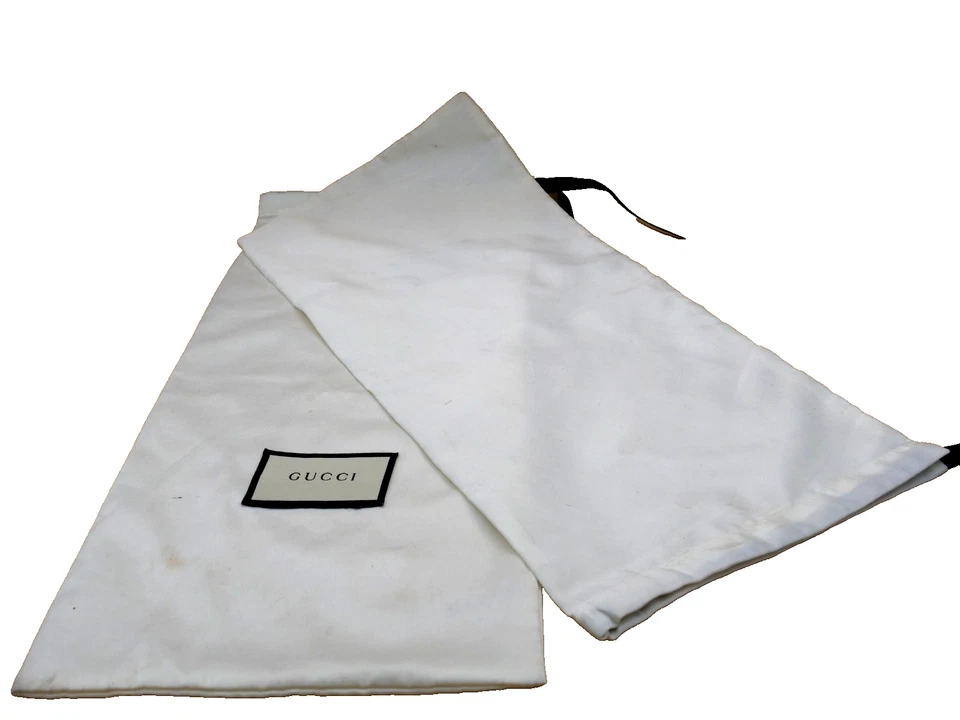 Gucci Bolsa antipolvo 8” X 17” Blanco Negro Logo Cordón Zapato Almacenamiento Cubierta Set oF 2 Foto 4 de 4