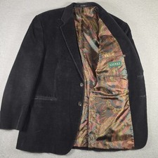 Lauren Ralph Lauren Blazer Mens 48R Black Corduroy Sport Coat Paisley Lining