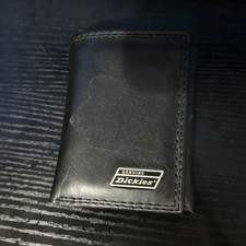 Dickies Men's Black Solid Bifold Wallet Folding ID Window Logo Accent