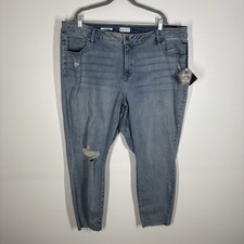 Ava  Viv Women Plus 24 Blue Light Wash Midrise Skinny Stretch Denim Jeans NWT