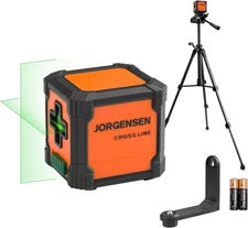 JORGENSEN Laser Level w/Tripod 65FT Self Leveling Green Cross Line Laser Leveler