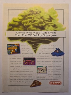  1995 Earthbound ''Rude Smells'' Promo Print Ad | Rare SNES RPG Vintage Ad| Grail!