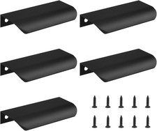 5 Pack Finger Edge Pulls, Drawer Edge Concealed Flat Bar Pulls, Aluminum Alloy C