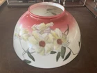 Vintage 14” Milk Glass Lamp Shade with Hand Painted Flowers