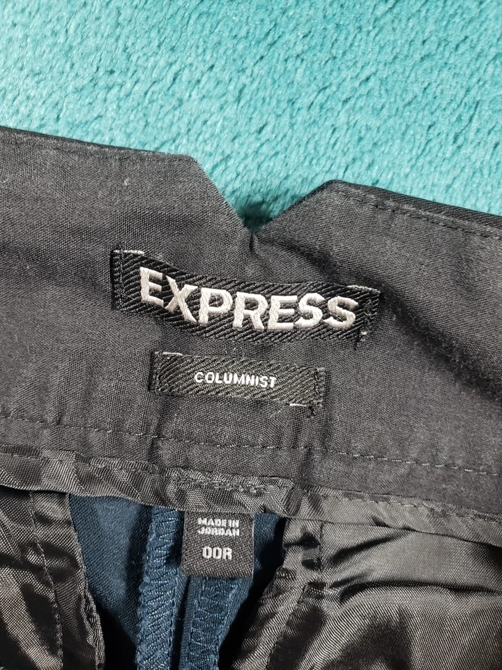 Express Dress Pants Size 00 Womens Green Stretch Mid Rise Columnist Bootcut - Image 3 of 4