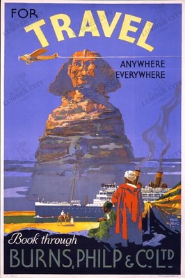 Burns Philp Co Egypt Sphinx 1930s Vintage Travel Poster Australian Art Print