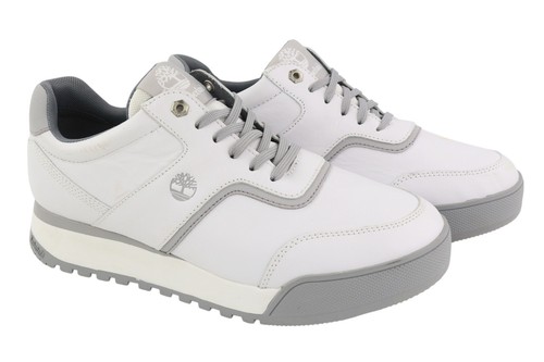 TIMBERLAND A23ZG Women Sneakers EU38 Grey Leather Low Top Lace Up Logo Trainers