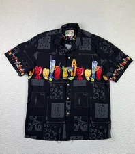 Paradise Found Shirt Mens Large Hawaiian Cocktails Drinks Rayon Aloha Beach Part