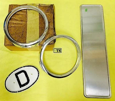 Opel Rekord A 2x lamp rings chrome headlights R3 coupe estate trim frame