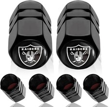 6Pack Valve Stem Caps for Raiders, Sport Fan Tire Air Valve Cover with Rubber Se