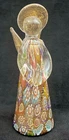 Murano Glass Golden Quilt Millefori Angel Figurine  6.5”  Italy Venetian Glass