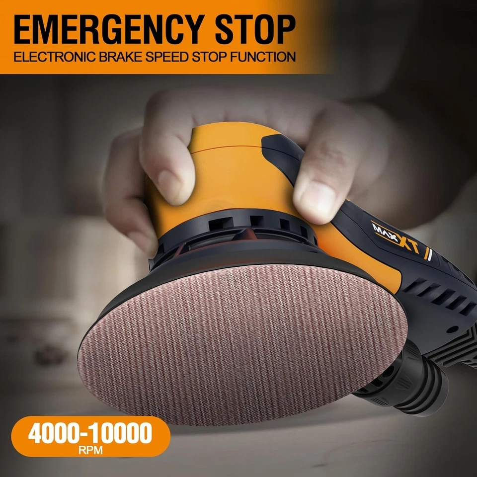 MAXXT Random Orbital Sander,brushless motor,5/6 inch pads,with tool case(orange) - Image 4 of 4