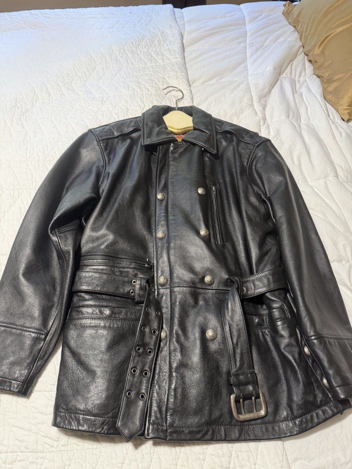 RARE Harley Davidson Vintage long leather jacket image 2