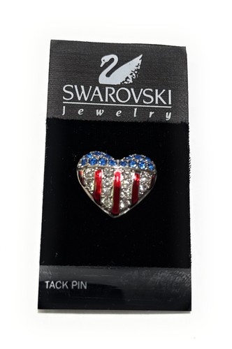 Broche prendedor bandera americana corazón valiente cristal Swarovski 1511277 con caja de regalo nuevo - Imagen 4 de 8