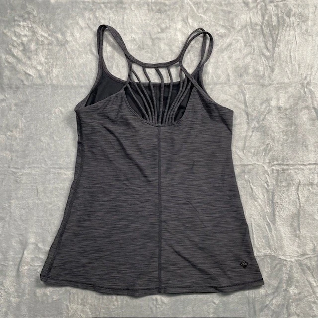 Camiseta sin mangas Prana XS gris activa sujetador incorporado con tiras entrenamiento trasero Foto 3 de 4