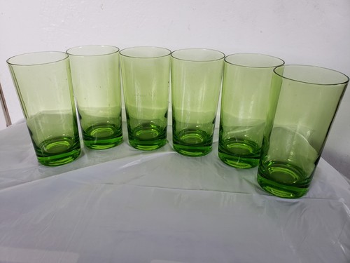Tumblers Green Tall Barware Vintage Set of 6