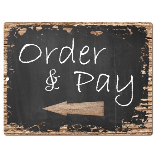 PP0409 Order Pay Here Sign Rustic Parking Plate Home Restaurant Cafe Gift Decor - Picture 1 of 1