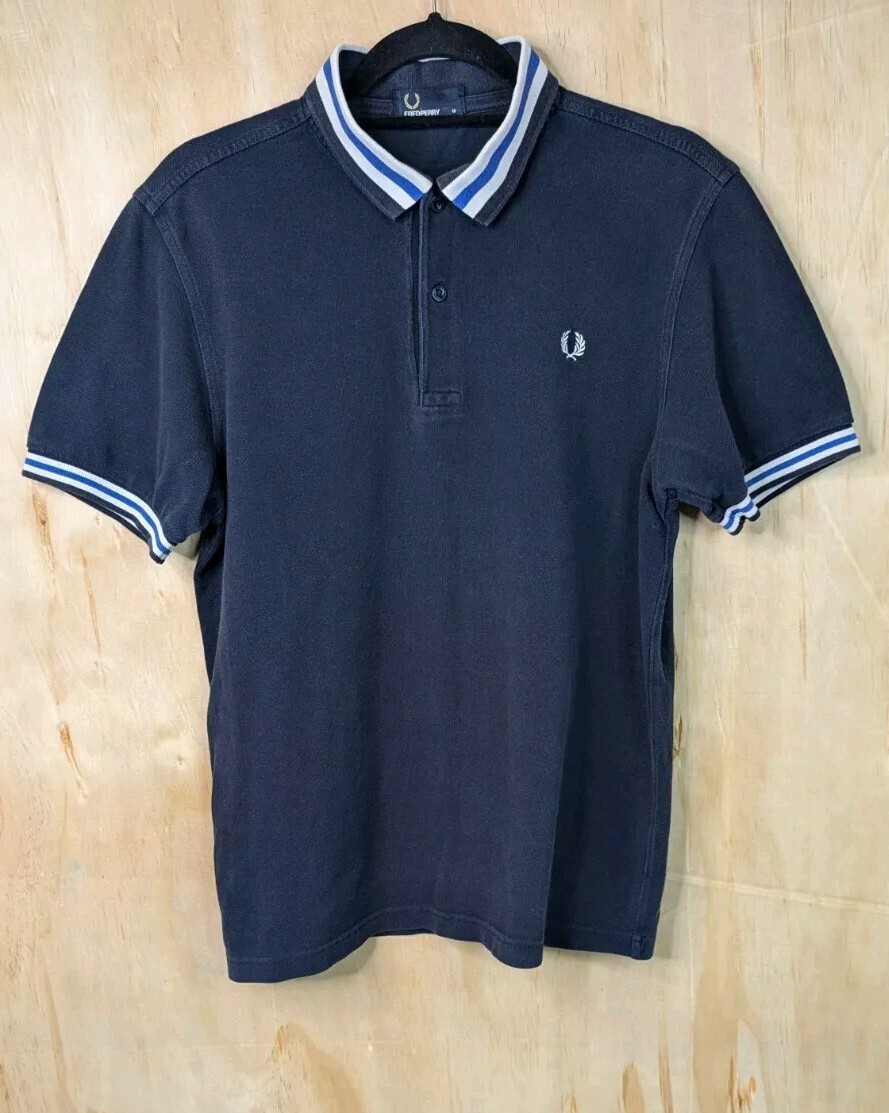 Fred Perry Polo Shirt Mens Size Medium Navy Classic Mod Football