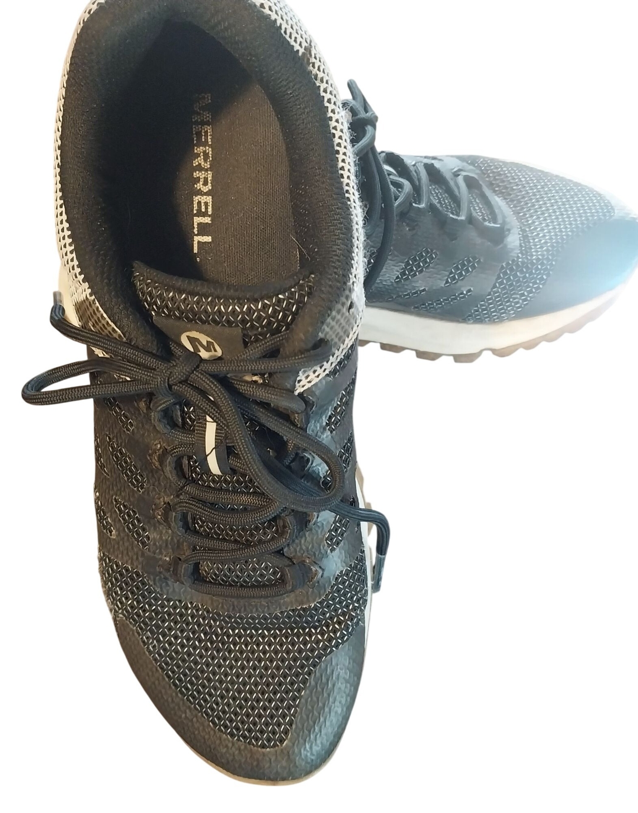 Scarpe da trail running sportive Merrell donna taglia 9 nere bianche con suola battistrada