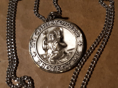 Hayward Sterling Silver Saint Christopher Protect Me Medal Never Alone Necklace