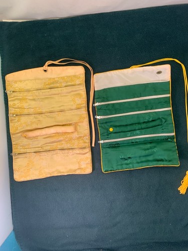 2 Asiatisch inspirierte Schmuck Roll-Up Reise Beutel Organizer 1 Vintage 1 NEU - Bild 1 von 15