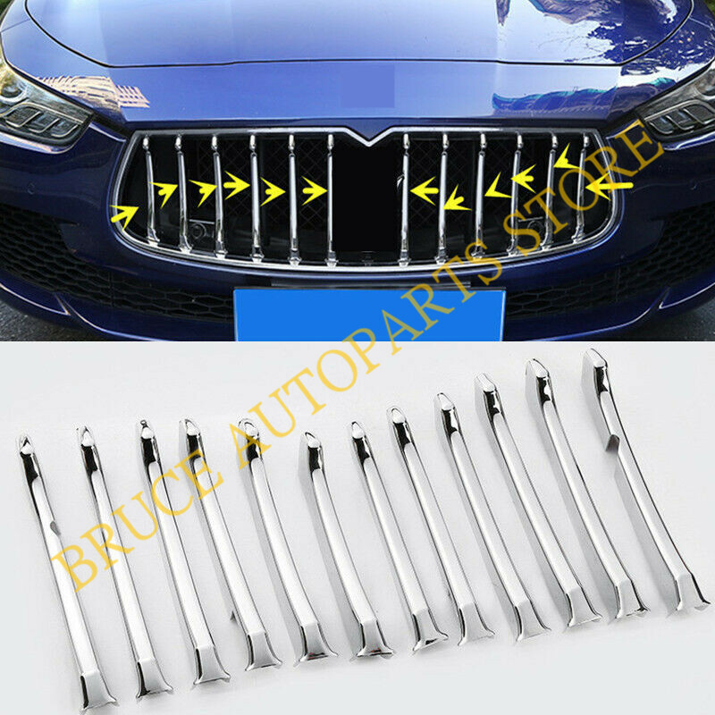 Chrome Front Bumper Grille Trim Cover Moulding Set for Maserati Ghibli