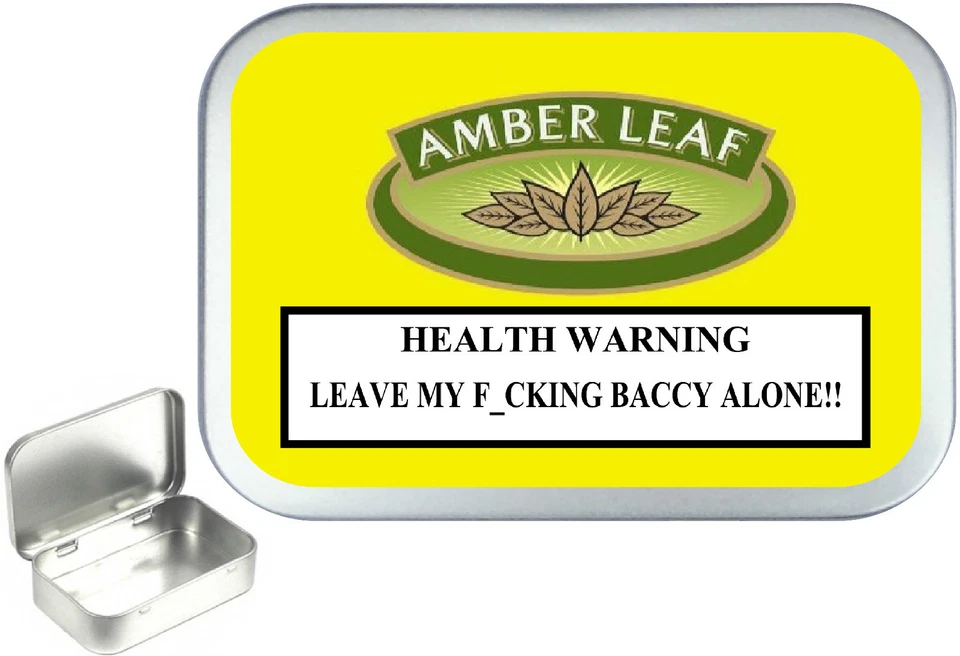TEEZ Amber Leaf 1oz Silver Hinged Tobacco Tin,50ml Stash Can, Bait Box. Pill Tin,