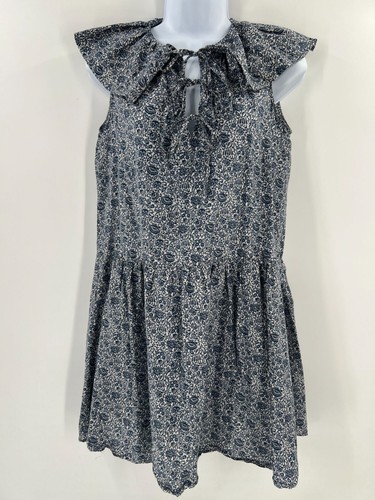 Rebecca Taylor Women Size Small Blue Sleeveless Vine Print Dress