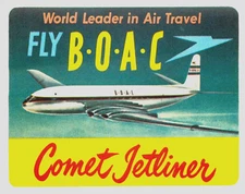 Comet Jetliner ~BOAC~ Beautiful / ORIGINAL Airline Luggage Label, c. 1955  MINT