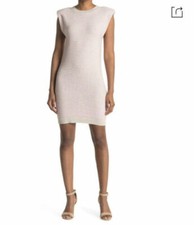 WAYF Women's Cotton Striped Sleeveless Ribbed Mini Sweater Dress Pink M, NWT