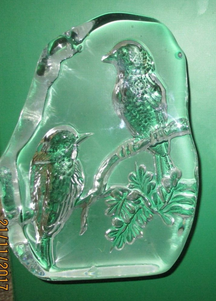 Large Paperweight Lead Crystal Glass BIRDS eBay