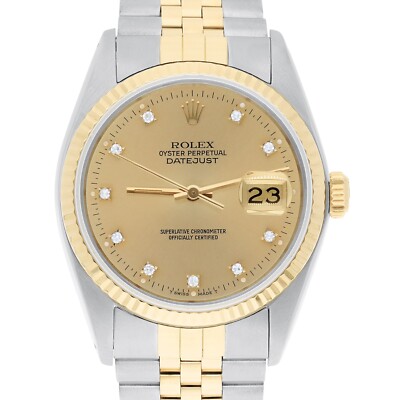 Rolex Datejust 36mm Two Tone Champagne Diamond Dial Jubilee