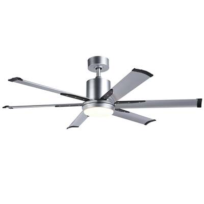 52 Industrial Ceiling Fan With 6 Aluminum Fan Blades White Glass